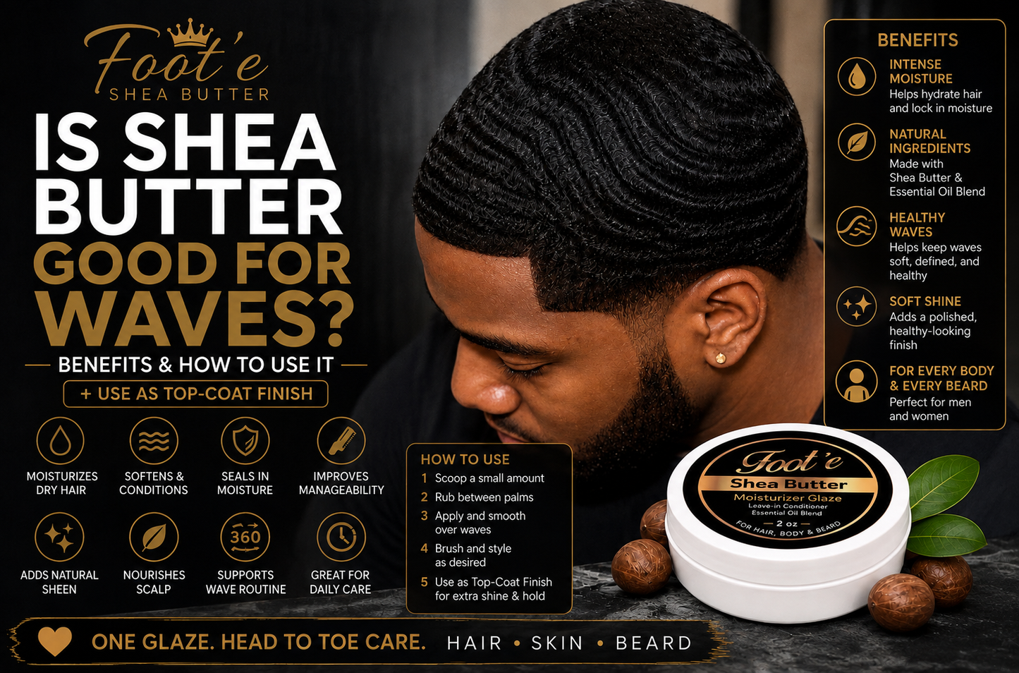Foot’e Cucumber Melon Moisturizing Glaze | Hair, Skin & Beard 2 oz - Foote Hair Care