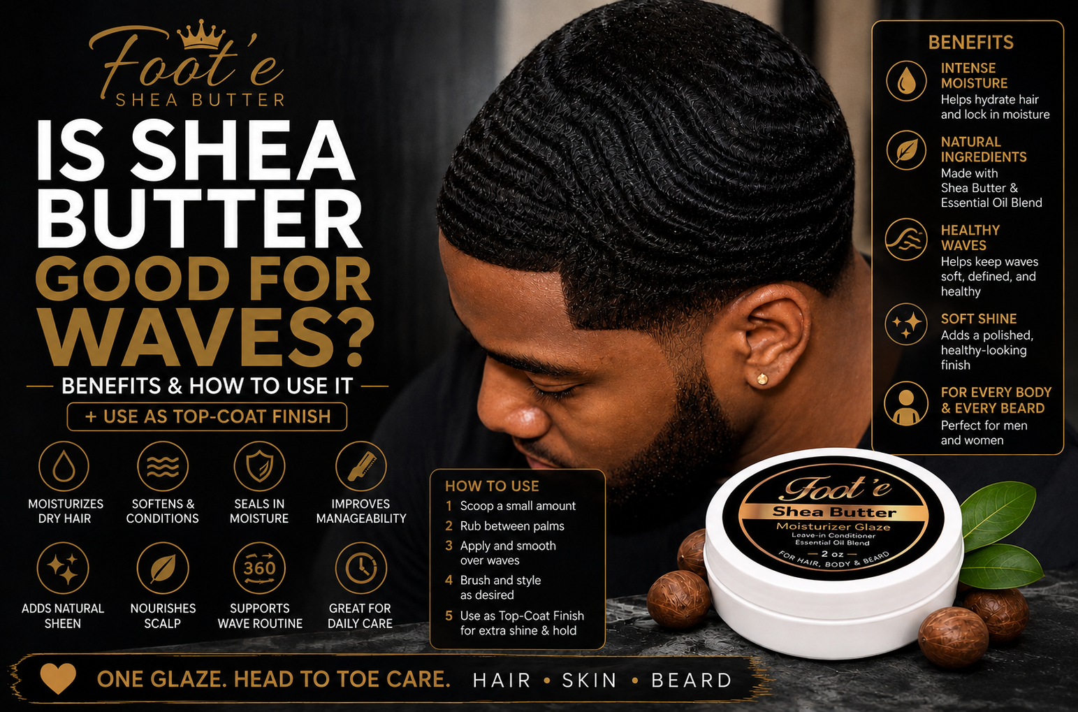 Foot’e Cucumber Melon Moisturizing Glaze | Hair, Skin & Beard 2 oz - Foote Hair Care