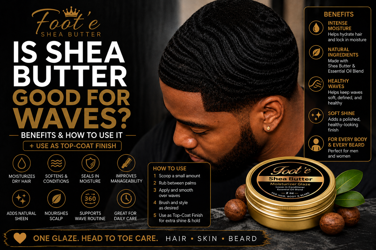Foot'e Mango Madness Moisturizing Glaze | Hair, Skin & Beard 2 oz - Foote Hair Care