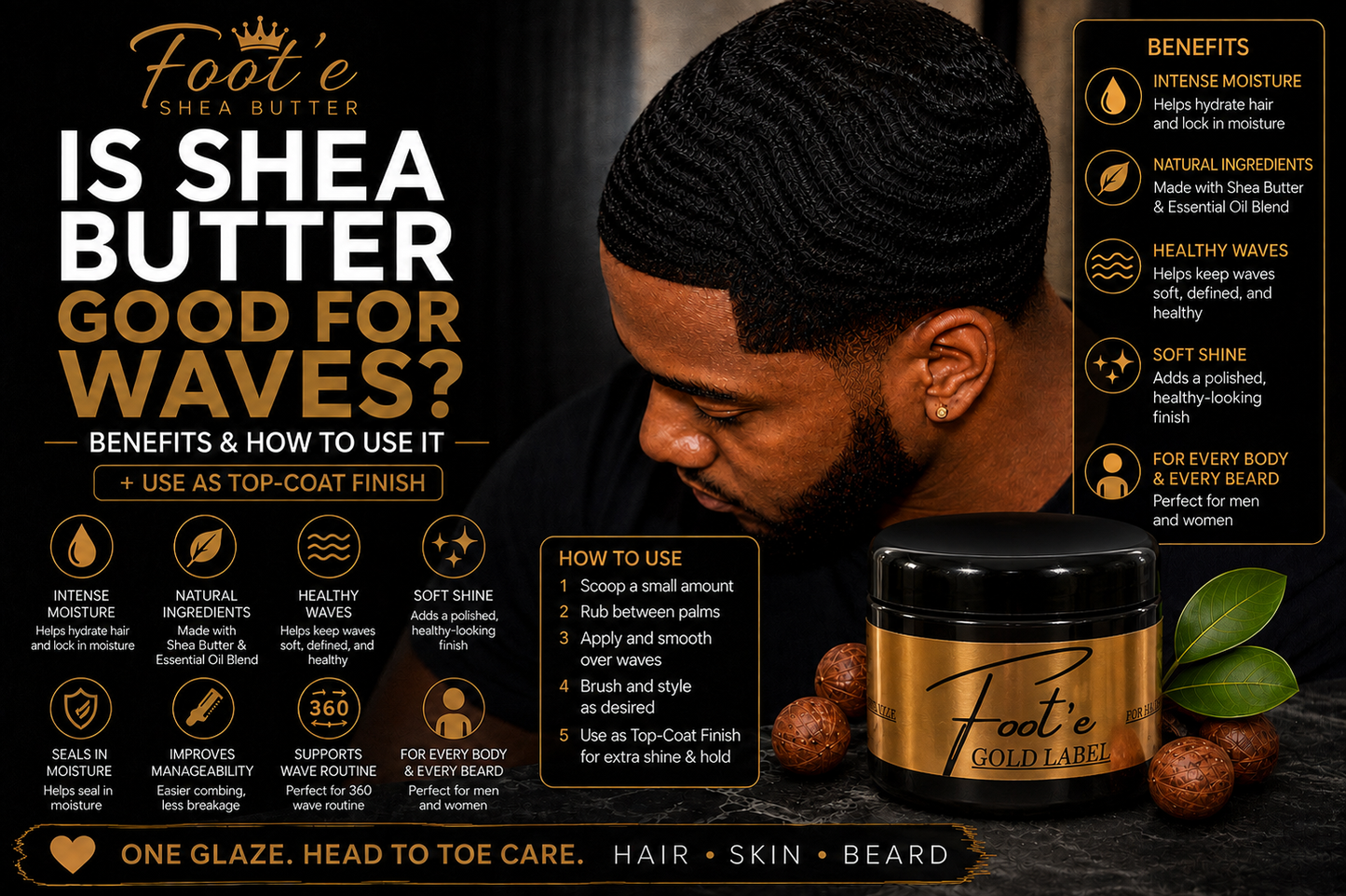Gold Label Cologne Shea Butter for Men 4 oz - Foote Hair Care