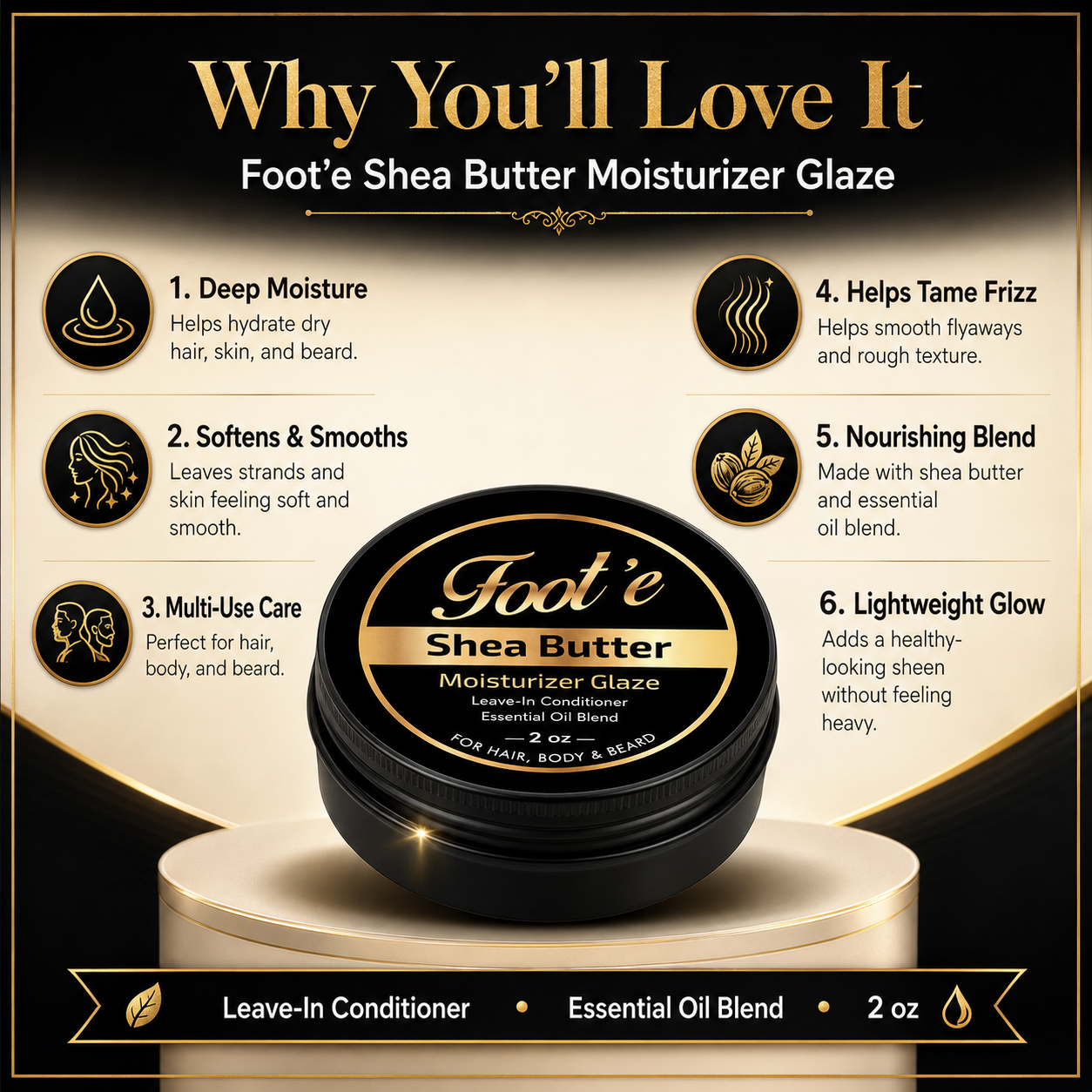 Foot’e Sweet Pomegranate Moisturizing Glaze   Hair, Skin & Beard 2 oz - Foote Hair Care